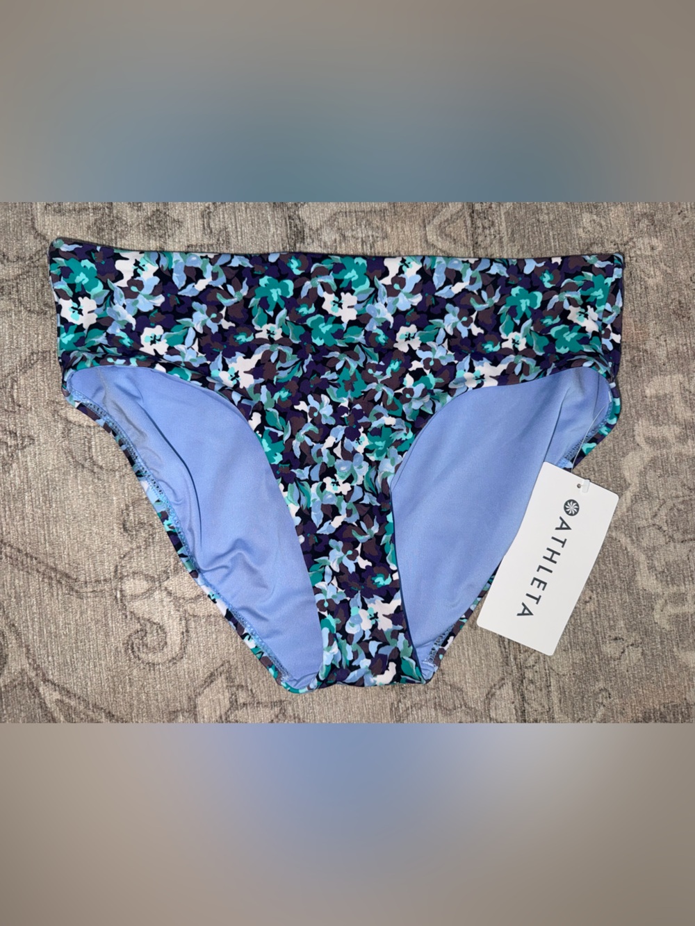 Athleta Elysian Floral Green Clean Full Bikini Bottoms New With Tags- Medium